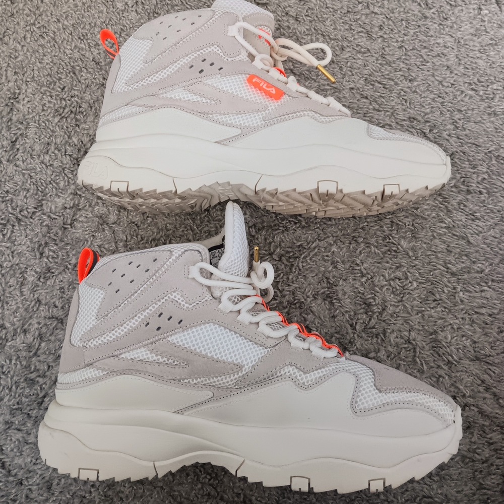 Fila Gray and White Trail Boots with Orange Details